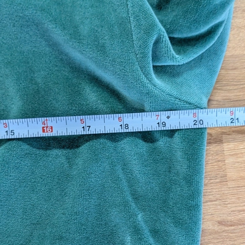 RE/DONE x Hanes Cropped Velour Long Sleeve Polo Top Basil Green Size M NWT