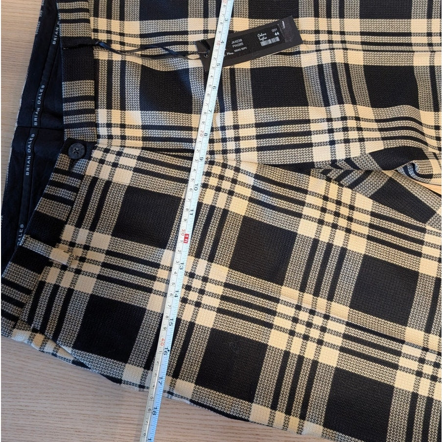 Brian Dales Pants Womens IT 44/M Black/Cream Check Plaid Wool Mid-rise Chino NWT