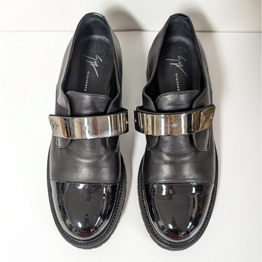 Guiseppe Zanotti Abigail Leather Metallic-detail Loafers Womens EU 40/US 10