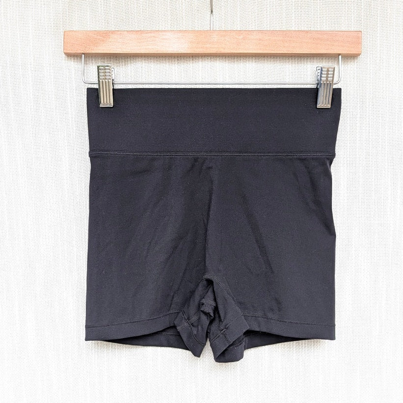 All Access by Bandier Biker Shorts Womens XS Black AV Logo High Waist Seamless