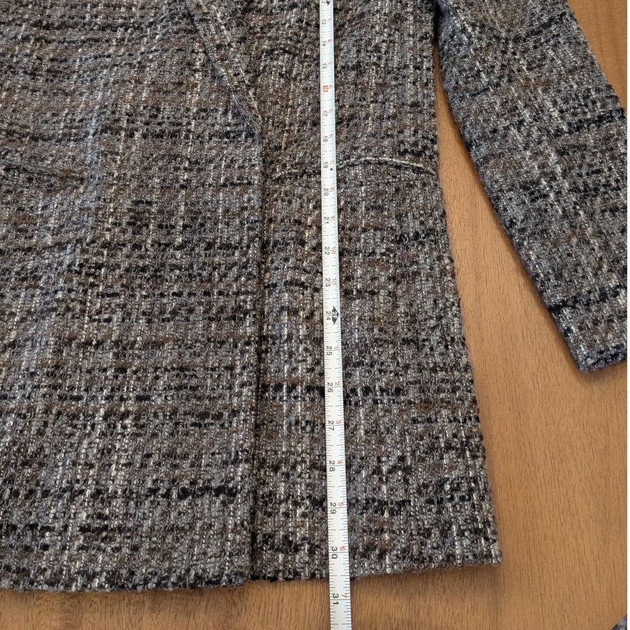 Massimo Dutti Wool Blend Blazer 6081/681/802 Womens 8 Gray/Brown Textured Weave