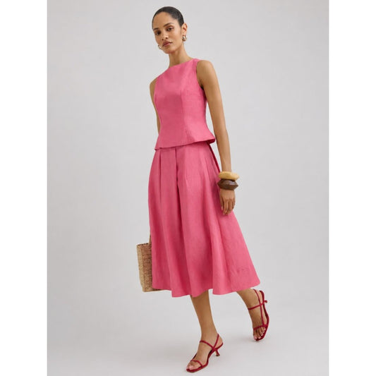 NWOT Reformation Moya Linen Top and Skirt Two-Piece Set Pink, Size 4