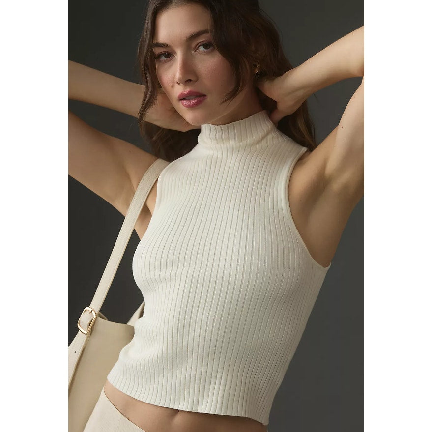 Reformation Tallulah Ribbed Sweater Tank Womens M Cotton Turtleneck High Neck