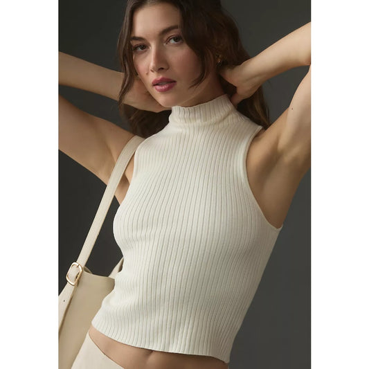 Reformation Tallulah Ribbed Sweater Tank Womens M Cotton Turtleneck High Neck