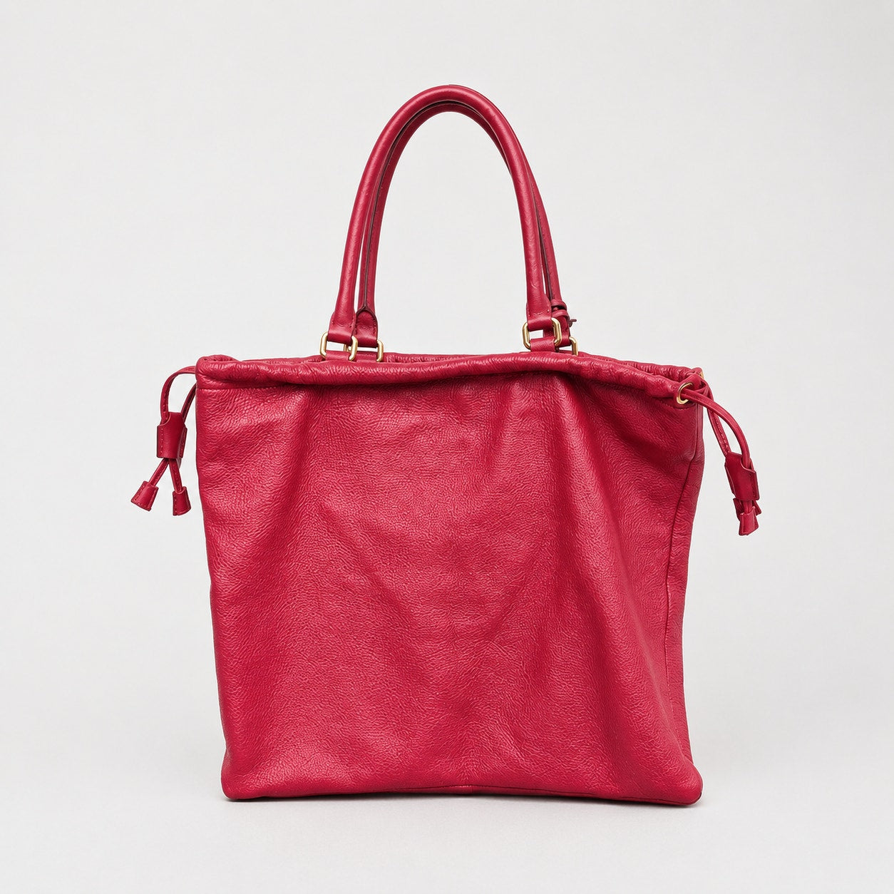 Etro Milano Red Leather Tote Bag Made in Italy Large Shopper Shoulder Bag