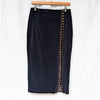 Gin Gin Paris Vintage Navy/Black Velvet Hook & Eye Front Pencil Midi Skirt, size S-M