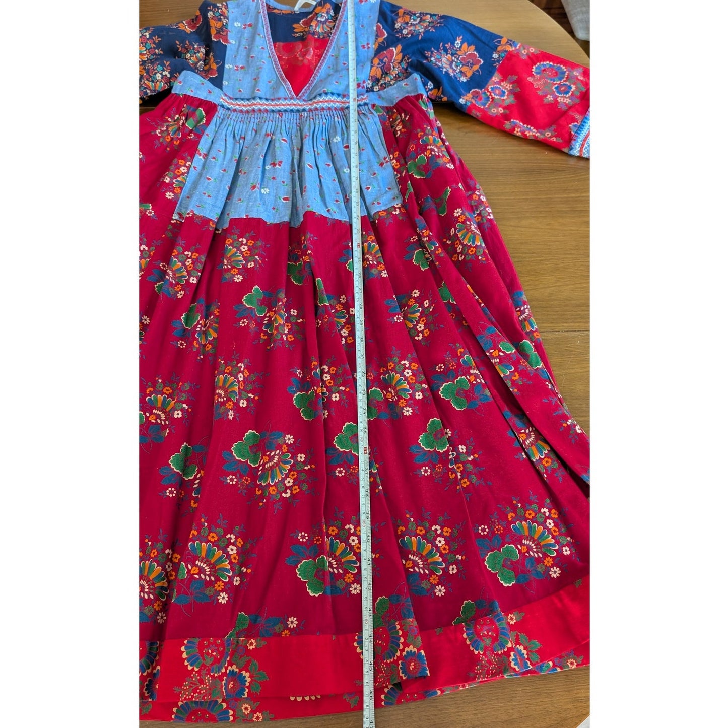 Ulla Johnson 2017 Milena Patchwork Cotton/Linen V-neck Midi Dress, size 6