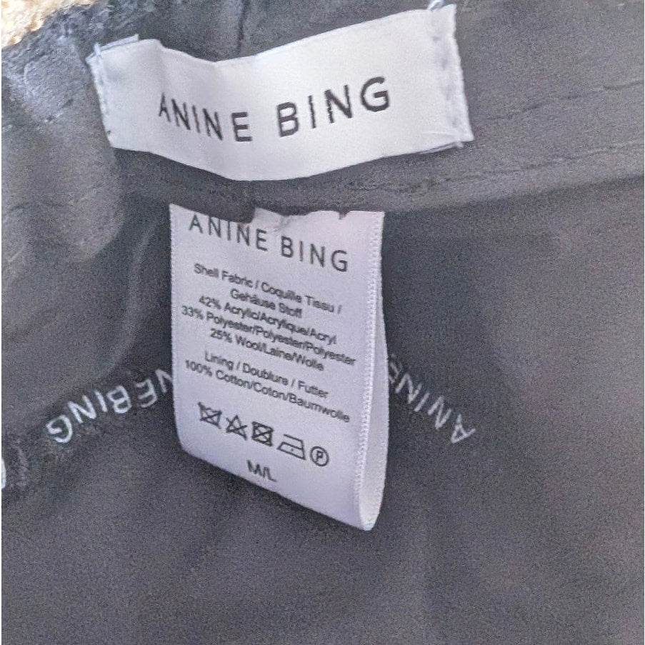 Anine Bing Cami Hat Womens M/L Camel Check Plaid Wool Textured Tweed  Bucket