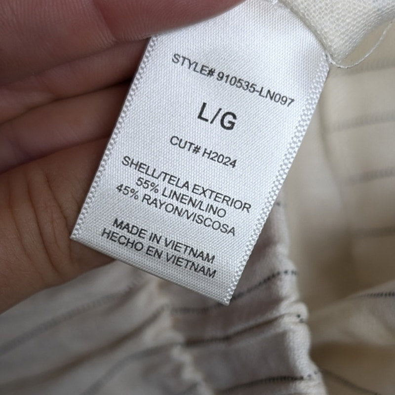 NWT Have LA Paper Bag Linen Blend Off-white Striped Pants, size L