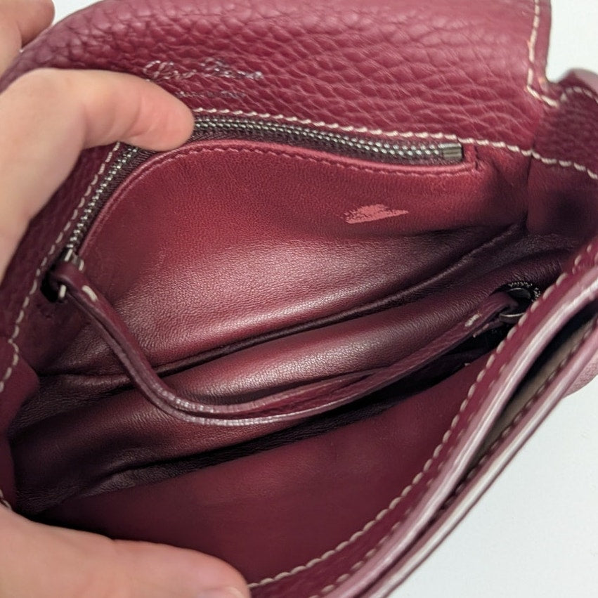 Loro Piana Wine/Burgundy 100% Lambskin Leather Small Bag