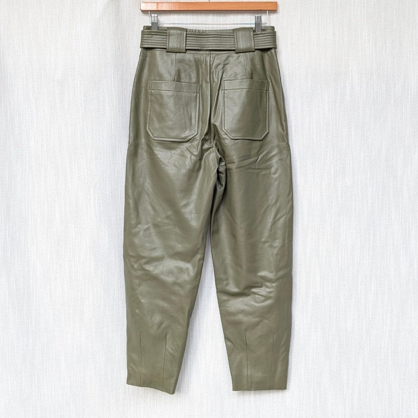 NWOT Veronica Beard Atala Tapered Vegan Leather High Rise Cropped Pants, size 2
