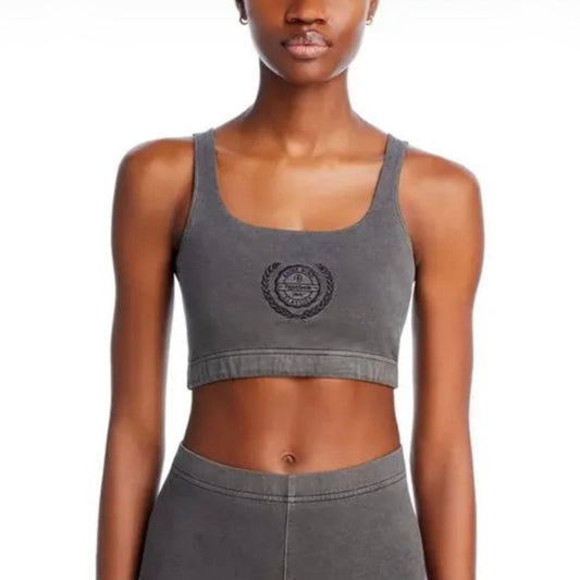 Reebok x Anine Bing Top Womens M Pure Gray Logo Square Neck Bralette Sleeveless