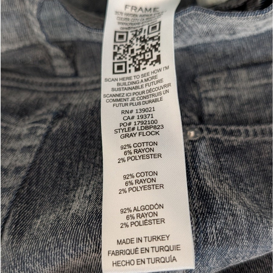 Frame Le Baggy Palazzo Wide Leg Jeans Womens 28 Dark Gray Flocked Full Length