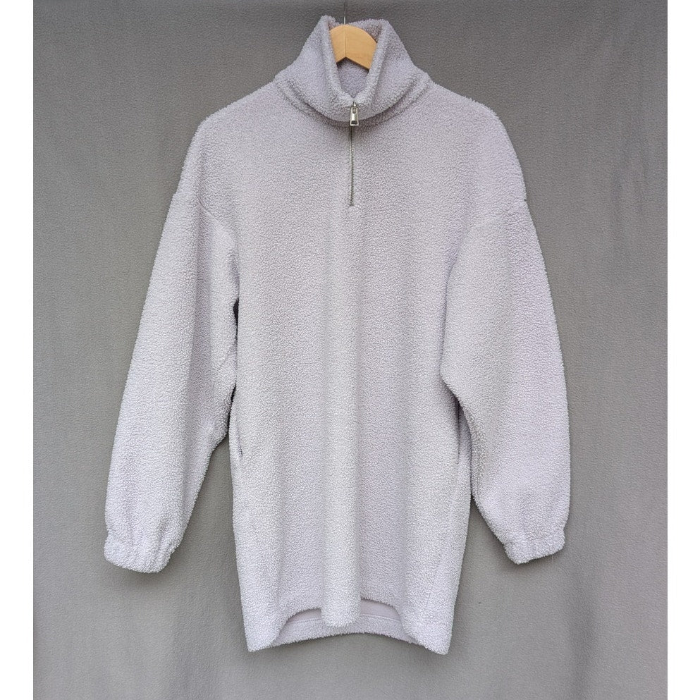 COS Lilac Teddy Fleece Oversized Long Sleeve Zip High Neck Tunic Dress, size XS