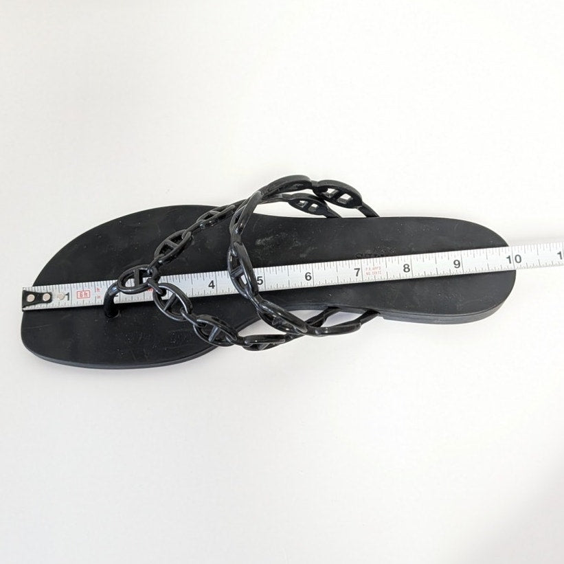 Hermes Island Sandal Womens EU 39/US 8.5 Black TPU Iconic Chain Made in Italy