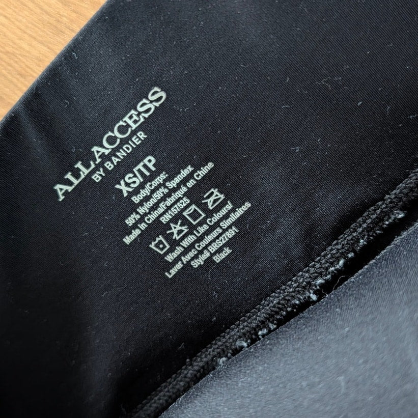 All Access by Bandier Biker Shorts Womens XS Black AV Logo High Waist Seamless