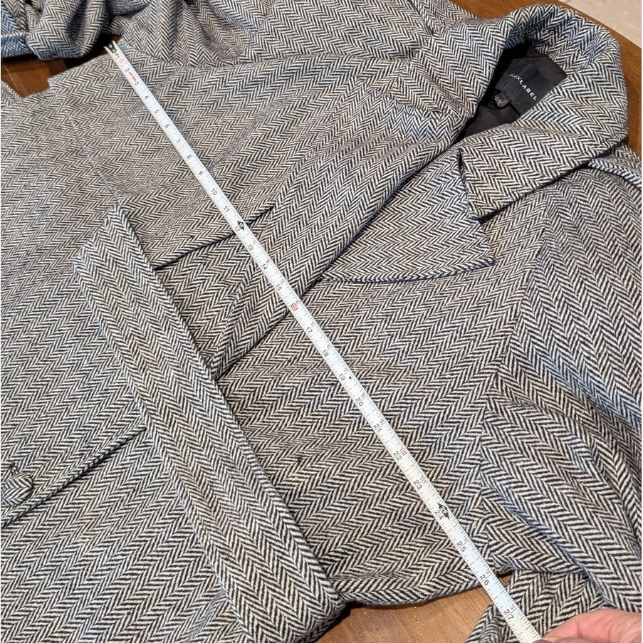 JLUXLABEL Herringbone Oversized Trench Coat Womens L/XL Gray Wool Blend Long NWT