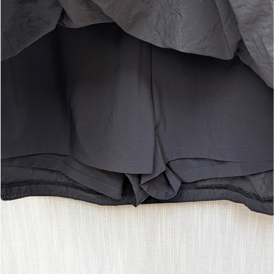 Lululemon Crinkle Nylon High-Rise Mini Skirt W8ANXS Womens XL Black Relaxed
