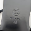 Chanel Thong Sandals G45025 Womens EU40/US9 Black/Gold Leather Strap Floral Logo