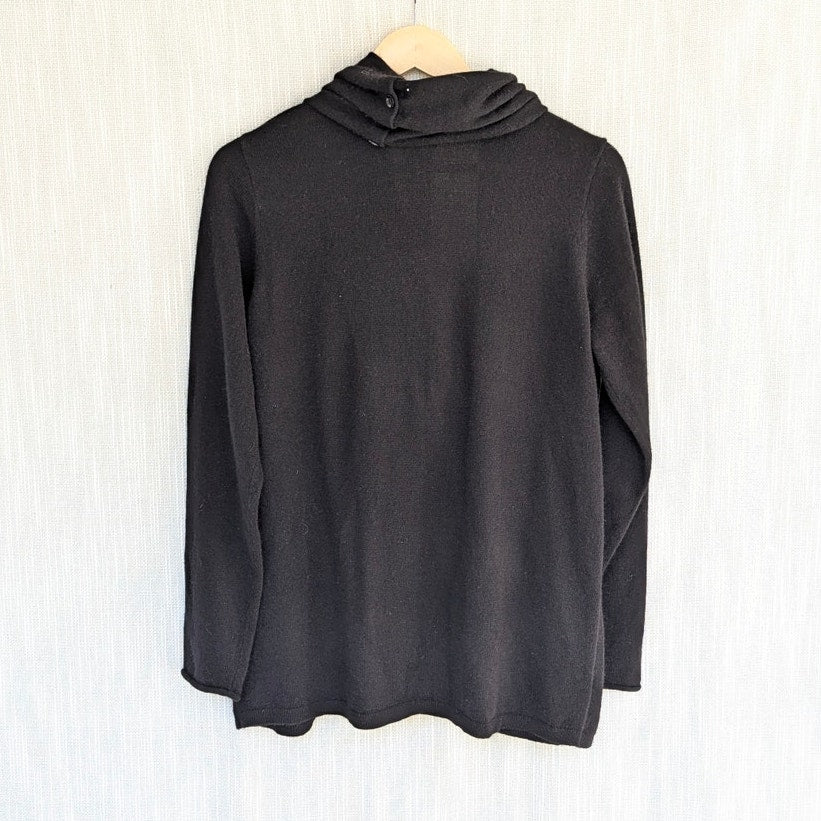 Alice + Olivia Jules Cashmere Drapped Pullover Womens M Black Relaxed Fit NWT