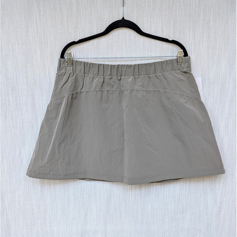 Lululemon Crinkle Nylon High-Rise Mini Skirt Womens XL Warm Gray Skort NWT