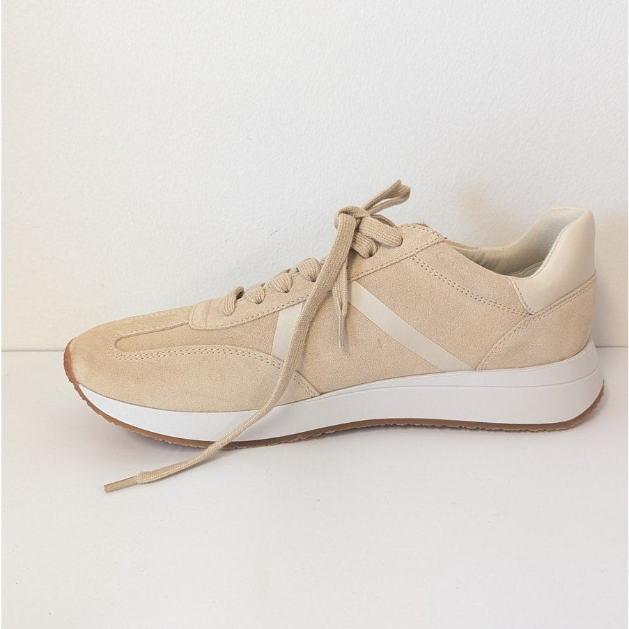 Vince Ohara Sneaker Womens 9M Beige Leather Logo Low Top Lace-up NWOT