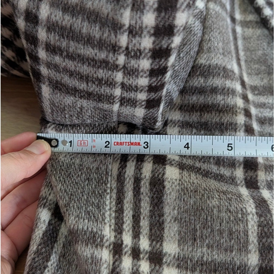 Express Plaid Double-Breasted Wool-Blend Topcoat Unisex Mens L Brown Long NWT