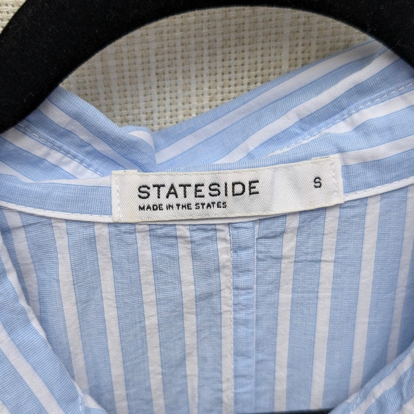 Stateside Iberus Dress Womens S Poplin Shirt Clear Sky Stripe Midi Long Sleeve