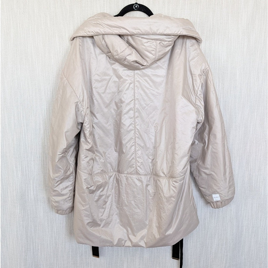 Max Mara Greenfe Oversized Down Jacket Womens 12 Ecru Cameluxe Straight Hooded