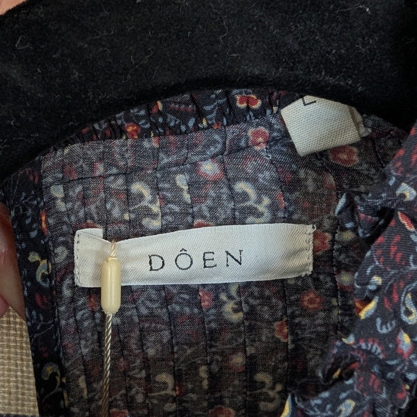 Dôen Clay Midi Dress in Black Marfa Paisley Womens L Tiered Long Sleeve NWT