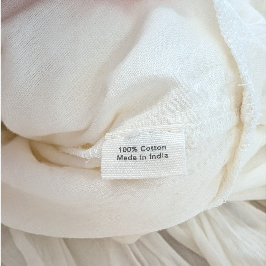 Chan Luu Million Pleats Bubble Skirt Womens 1/S White Cotton Drop Waist Midi