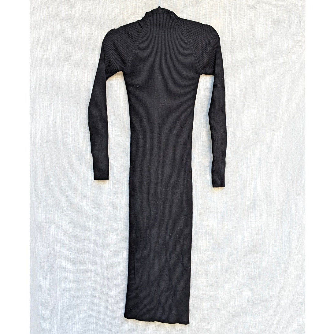 Aritzia Wilfred Alchemy Dress Womens S Black Mock-neck Sweater Bodycon Midi