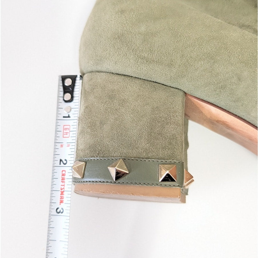 Valentino Garavani Rockstud Bootie Womens EU40/US 10 Green Khaki Suede Ankle