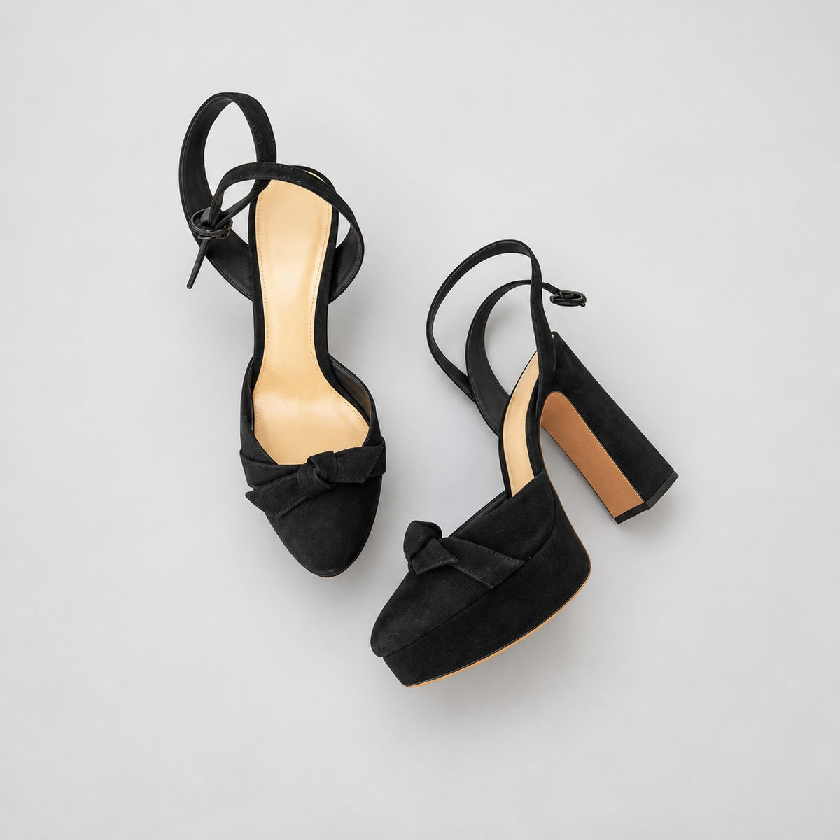 Alexandre Birman Mabeleh Black Suede Bow Platform Sandals EU 38