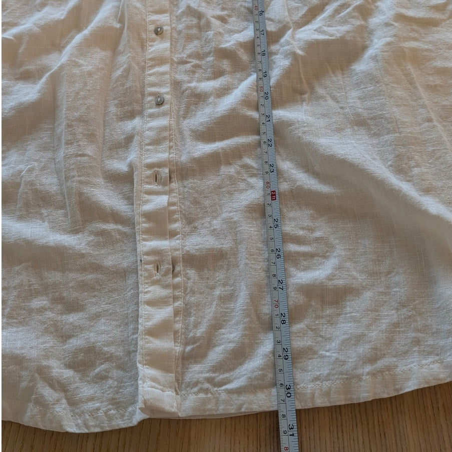 Free People Rose Vines Embroidered Top Womens S White Floral Cotton Button-up