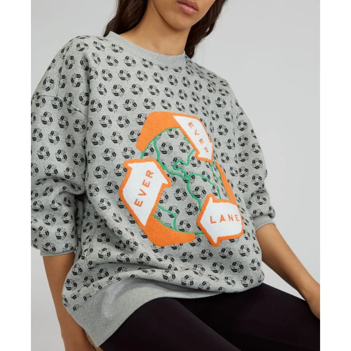 Everlane ReTrack Oversized Crew Neck Cotton/Fleece Sweater Sweatshirt, size L