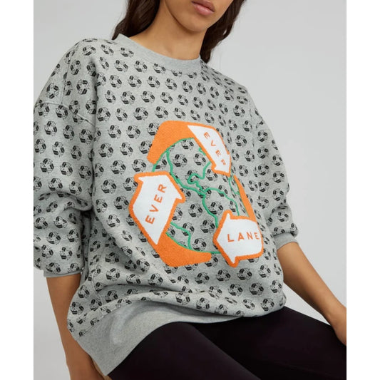 Everlane ReTrack Oversized Crew Neck Cotton/Fleece Sweater Sweatshirt, size L