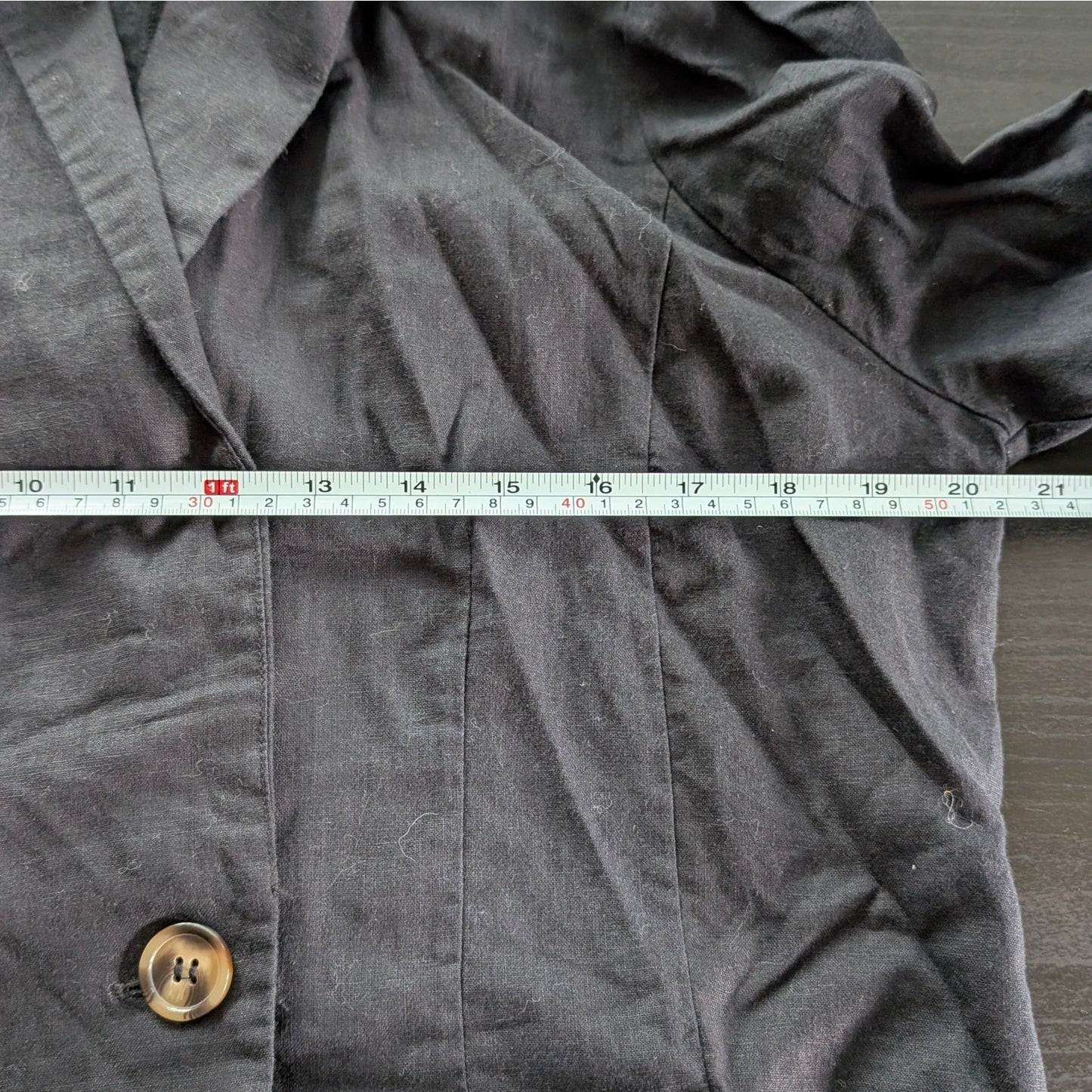Saks Fifth Avenue Black Double Breasted Oversized Linen Cotton Blazer, size M