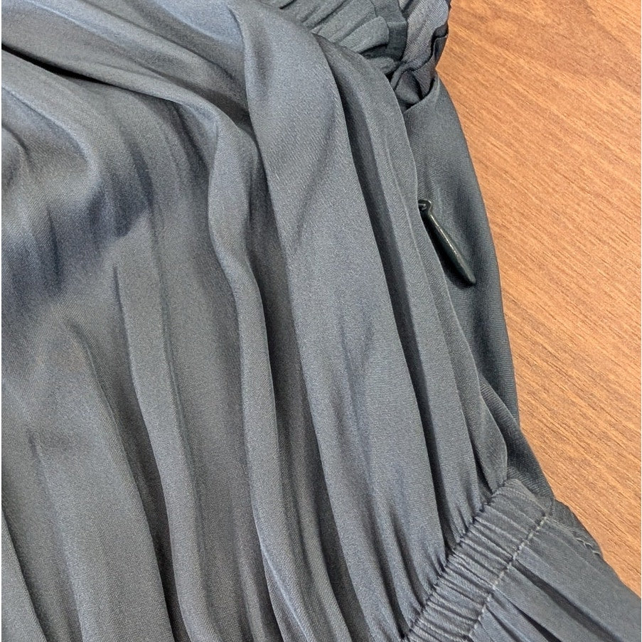 Ulla Johnson Claudia Midi Dress Womens 2 Slate Blue Pleated Tiered V-neck