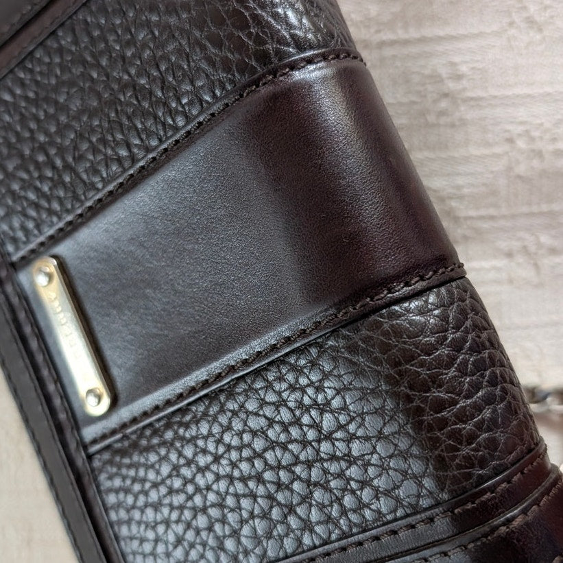 Burberry Vintage Leather Wallet with Chain Black Plaque Logo Bifold Rare