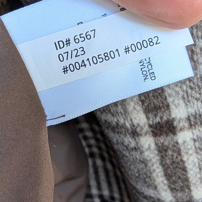 Express Plaid Double-Breasted Wool-Blend Topcoat Unisex Mens L Brown Long NWT