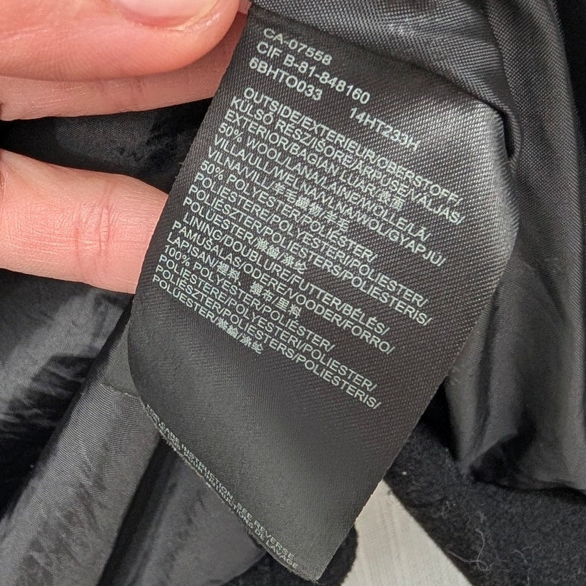 Mexx Black Wool Blend Double-Breasted Peacoat Coat, size 4