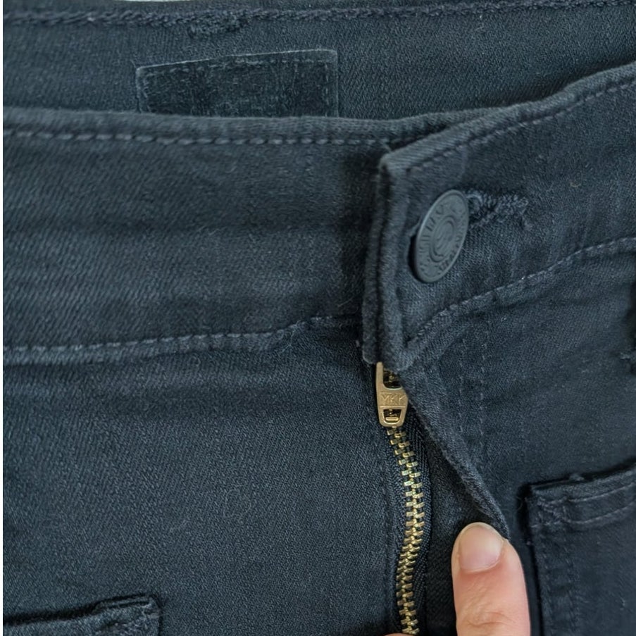 MOTHER The Hustler Patch Pocket Ankle Fray Jeans Not Guilty Black 25