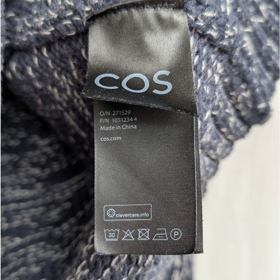 COS Contrast-Knit Jumper Womens M Dark Gray Wool Blend Long Sleeve Crewneck