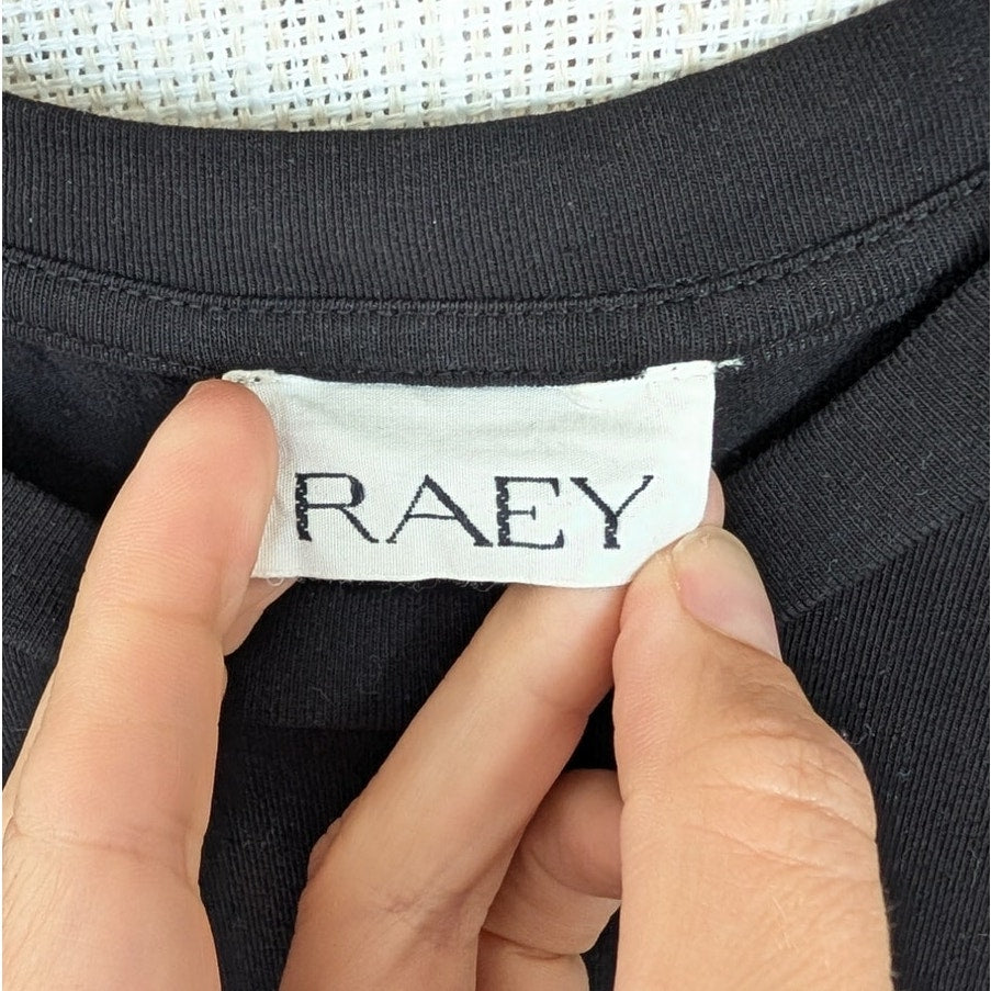 Raey Cotton-Blend Jersey Maxi Dress Womens UK10/S Black Crewneck Long Sleeve