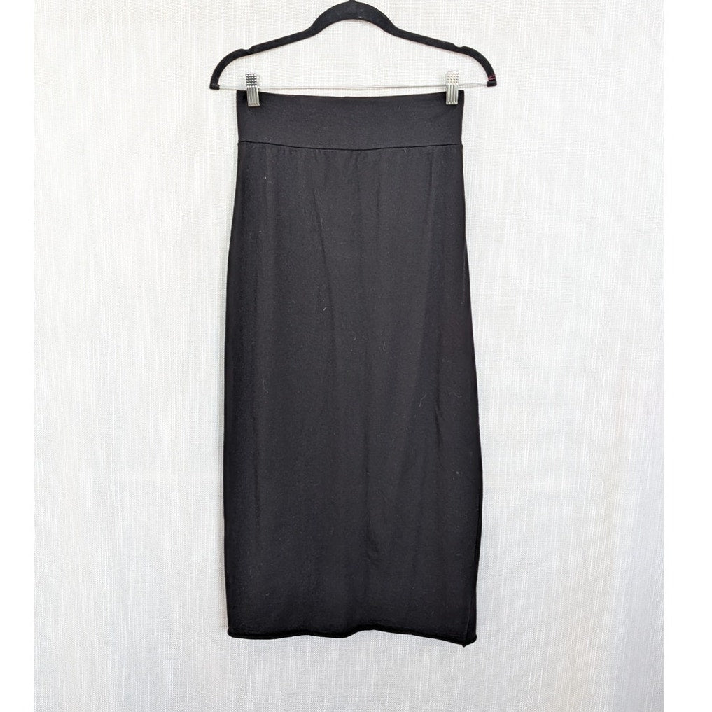 Labo.Art Gonna Penna Wool Midi Skirt Womens 0 Black High-rise Straight Italy NWT