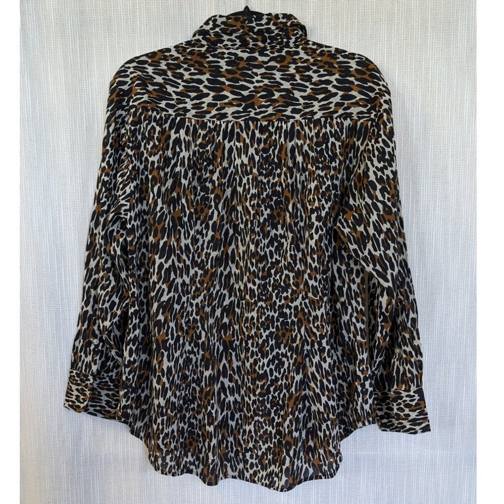 The Great The Cove Leopard Print Cotton Button-Down Shirt Size 2 M