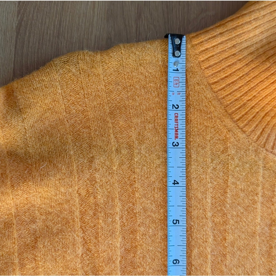 J.Crew Sweater Womens M Orange Ribbed Wool Alpaca Mockneck Supersoft Yarn BM209