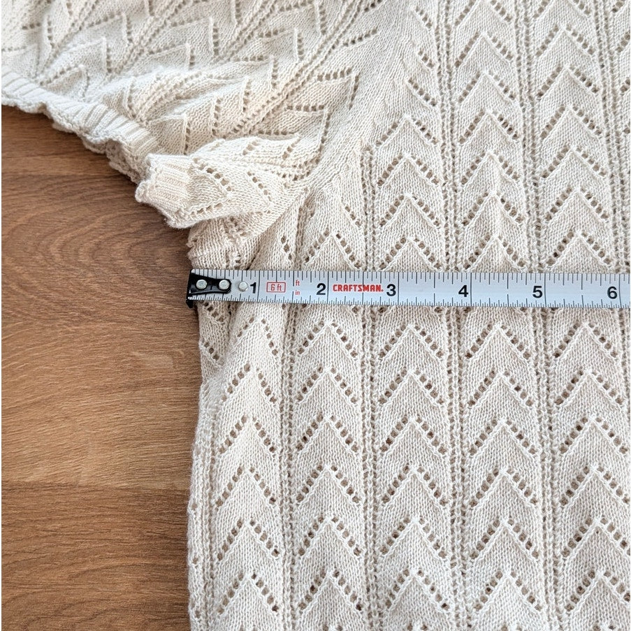 Gap × DÔEN Linen-blend Pointelle Short Sleeve Knit Top Womens XL Cream Crewneck