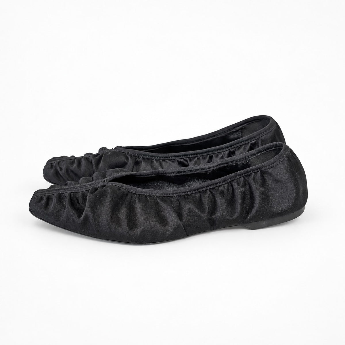 Toteme Gathered Ballet Flats Black Satin 36